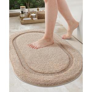 Color&Geometry Beige 16"x24" Small Bathroom Rugs, Non Slip, Absorbent, Soft, Washable Bath Rug, Thick Bath Mat, Bath Mats for Bathroom Floor, Shower, Sink, Vanity (Khaki)