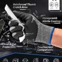 2 x LANON Cut Resistant Gloves, Knife Protection Level D, Nitrile Coating with Honey Comb Pattern, ANSI A4 Cut Work Gloves, Reinforced Thumbs, 3D Comfort Fit, Breathable, Mechanical, Touchscreen,Small