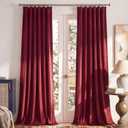 RYB HOME Christmas Red Velvet Curtain Panels for Living Room Bedroom, Heavy Duty Thermal Insulated Room Darkening Floor-Length Velvet Drapes with Hook Belt, 52" W x L84 L, 2 Panels Set