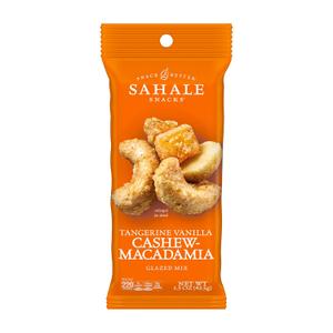 Sahale Snacks Tangerine Vanilla Cashew-Macadamia Glazed Mix,1.5 oz Grab & Go Bags(18 Packs)Dry-Roasted Deluxe Mixed Nuts with Mangoes & Madagascar Vanilla-Non-GMO,Kosher,& Certified Gluten Free Snacks
