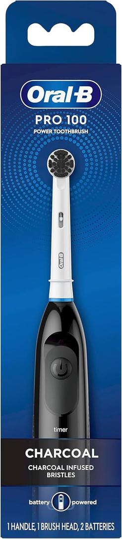 Oral-B Pro 100 Charcoal, Battery Powered Electric Toothbrush, Black