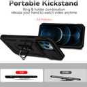 Phone Case for iPhone 12 Pro Max with Camera Lens Cover HD Screen Protector,Military Grade Ring Car Mount Kickstand Hybrid Hard PC Soft TPU Shockproof Protective Black