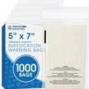 Spartan Industrial - 5 X 7 (1000 Count) Self Seal Clear Poly Bags with Suffocation Warning for Packaging, T Shirts - Permanent Adhesive