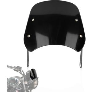 PSLER Motorcycle Front Universal Windshield Windscreen Wind Deflector Fairing Front Fly screen with Headlight Mounting Bracket Universal for Motorbike with 5"-7" Headlight Headlamp