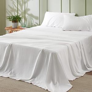 Bedsure Queen Sheet Set - 4 Pieces Soft Queen Size Sheets - Breathable & Cooling - Hotel Luxury - Easy Care Polyester Microfiber Bedding for Women, Men, Bright White, 90x102