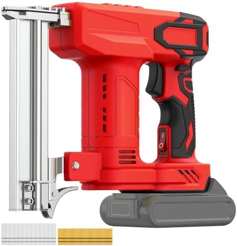 BROVR 18 Gauge Brad Nailer Cordless for DE WALT 20V Battery (No Battery), 2 in 1 Staple Gun/Nail Gun Battery Powered with 2000 Nails for Wood, Drive up to 1-1/4 in Nails & Crown 7/8 in Staples, Red