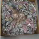 26" Lambs Ear Wreath for Front Door, Artificial Spring Wreath with White Berries, Wheat Ears, Holly Flowers, Christmas Wreaths for Winter Spring Wedding Home Year Round Indoor/ Outdoor Decor