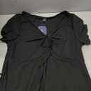 OYOANGLE Women's Maternity Bow Front Short Sleeve Dress V Neck A Line Pregnancy Casual Short Dresses XL