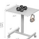 18.9 * 25.6 inch Mobile Standing Desk,T Shaped Pneumatic Adjustable Height Stand Up Desk,with Lockable Wheels,Ergonomic Standing Side Table for Home Office Work Computer Workstation White, 18 26 inches