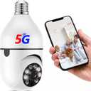 5G WiFi Light Bulb Security Camera for Outdoor, 1080P Safe Cam 360 Light Socket Security Camera with 2-Way Talk, Smart Motion Detection Night Vision