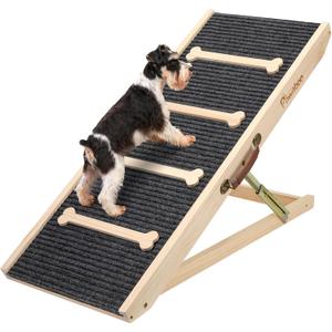 Pawaboo Dog Ramp for Bed, 2026 Upgrade Enlarge Pet Ramp for Easy Climbing | 8.7" - 20.5" 10 Adjustable Heights | 4 Anti-slip Strips | 4 Non-slip Silicone Foot Pads | for Small Dogs | No Assembly Needed