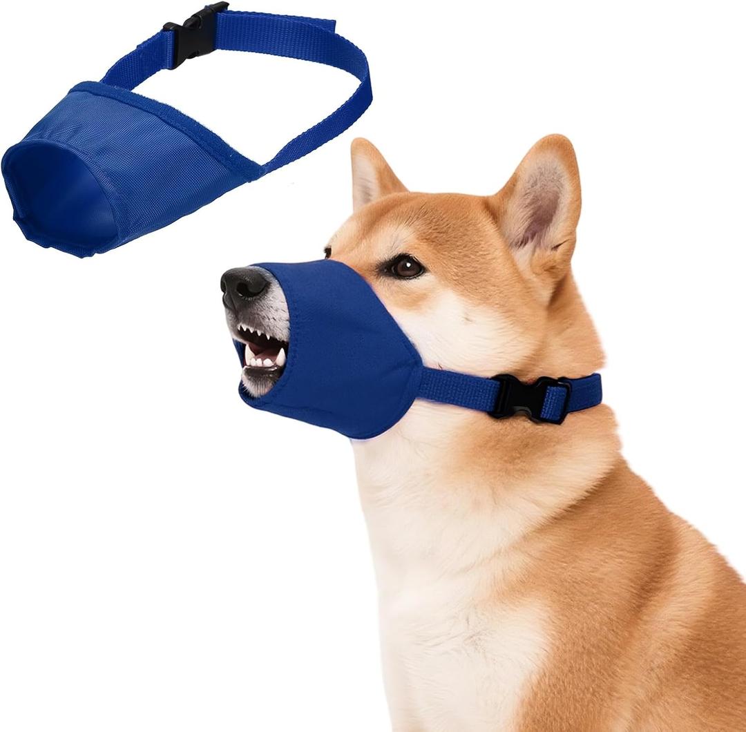 Quick Muzzle, Dog Mouth Cover Adjustable Breathable Safety Protection Dog Muzzles No Bark Muzzle Anti-Biting Anti-Chewing (XS, Blue) for Long Snout Small Medium Large Puppies
