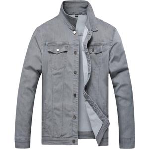 QIMYUM Jean Jacket For Men, Distressed Slim Denim Jacket (X-Large, Gray)