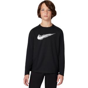 Nike Boys' Dri-FIT Multi Long Sleeve Top (Small, Black/White)