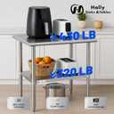 Hally Stainless Steel Table for Prep & Work 24 x 36 Inches, NSF Commercial Heavy Duty Table with Undershelf and Galvanized Legs for Restaurant, Home and Hotel