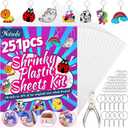 Natonhi 251Pcs Shrinky Dink Sheets,Shrink Paper Keychain Kit with 50pcs Shrinky Paper,100PCS Keychains and 100 Open Iron Ring for Kids Creative Craft Marking, Shrinky Dink Handprint Keychains