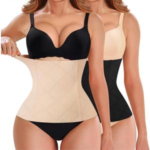 Nebility Womens' Waist Trainer Tummy Control Waist Cincher Slim Body Shaper (Black, L)