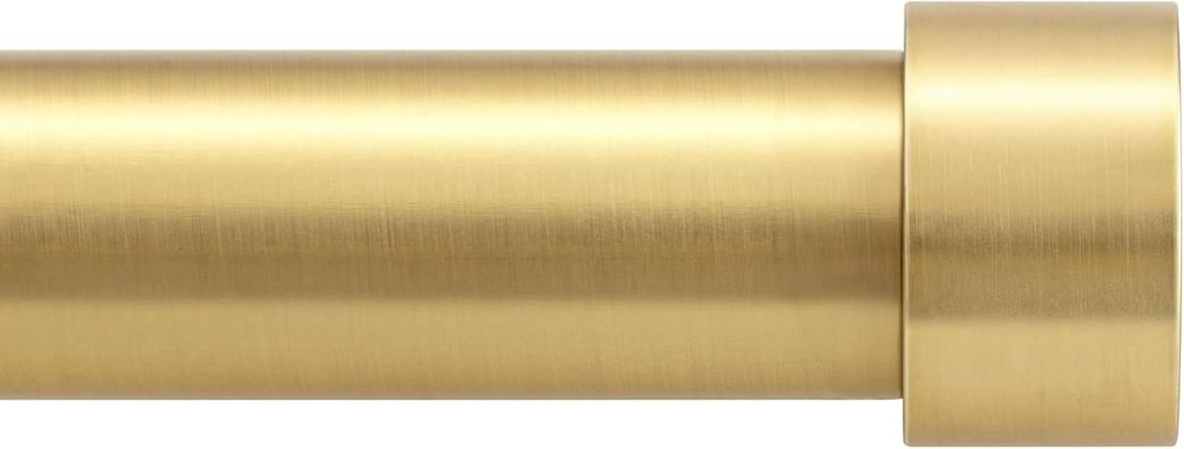 Zeerobee Curtain Rods for Windows 32 to 144, Brushed Gold Curtain Rod, Adjustable 1 Inch Heavy Duty Outdoor/Indoor Modern Drapery Pole, 32"-144"