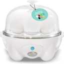 Elite Gourmet EGC-007 Rapid Egg Cooker, 7 Easy-To-Peel, Hard, Medium, Soft Boiled Eggs, Poacher, Omelet Maker, Auto Shut-Off, Alarm, 16-Recipe Booklet, White