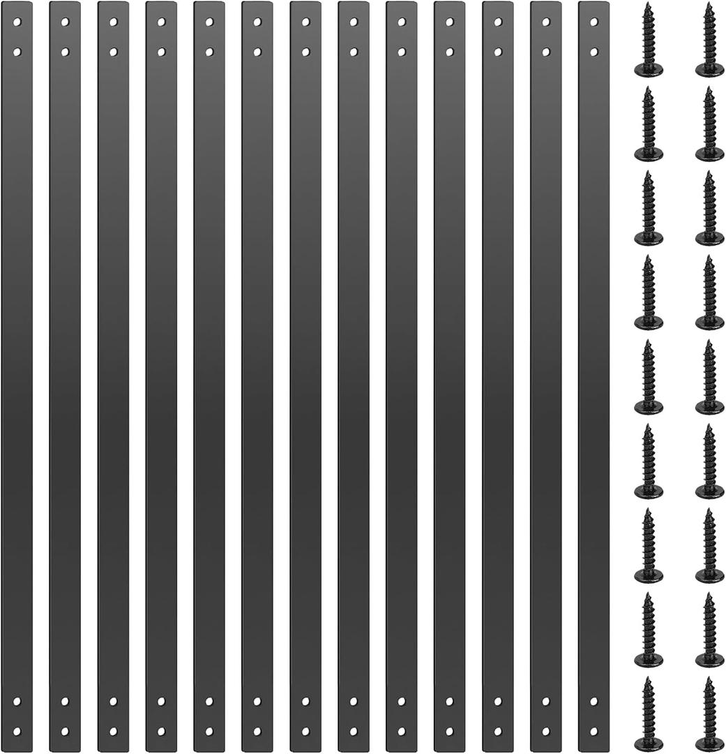 Akenow Deck Balusters, 32.25"x1" Metal Deck Spindles,26 Pack Staircase Baluster with Screws,Flat Straight Deck Railing for Wood and Composite Deck, Stylish Baluster for Outdoor Stair Deck Porch