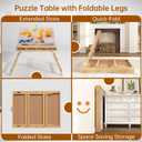 27.5" H Folding Puzzle Table with Drawers for 1500 Piece, 34" x 26" Jigsaw Puzzle Board with 4 Adjustable Tilting Angles, Portable Puzzle Table with Protective Cover for Adults