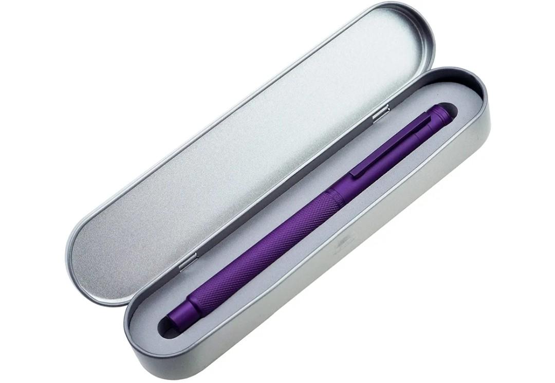 Asvine Purple Fude Pen, Bent Nib Fountain Pen Calligraphy (Fine to Broad) with Converter and Metal Pen Case Set