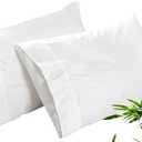 Royale Linens Cooling Pillow Cases Standard Size Set of 2-100% Rayon Derived from Bamboo Cooling Pillowcase for Hot Sleepers - Soft & Silky Pillow Covers with Envelope Closure (White 20x26 Inches)