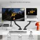 monTEK Laptop Arm Mount for Desk, 2-in-1 Monitor & Laptop Stand with Adjustable Laptop Tray, Fits Max 18" Notebook and 32" Screen, Aluminum Single Monitor Holder with VESA 75/100, Clamp/Grommet, Black
