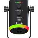 OMISTAR XLR/USB Dynamic RGB Microphone, PC Microphone with Noise Reduction, Volume Control, Mute Function, Metal Build, Easy-Mount Base for Gaming, Recording, Streaming