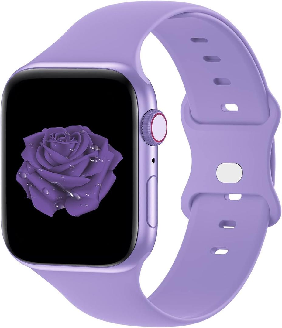 Bandiction Compatible with Apple Watch Series 3 38mm Series 5 40mm iWatch Bands 38mm 40mm 41mm, Soft Silicone Sport Replacement Strap Compatible for iWatch SE 3 Series 11 10 9 8 7 6 5 4 3 2 1 Ultra 3 (Lilac)