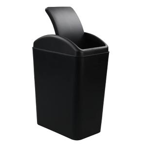 Cand 1 Pack 4 Gallon Garbage Can, Plastic Trash Can with Swing Lid, 16 L (Black)