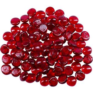 Galashield Flat Glass Marbles for Vases Red Glass Gems Beads Pebbles Vase Filler (1 LB, Approx. 105 PCS)