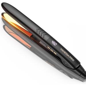 VANESSA PRO Flat Iron Hair Straightener, 100% Pure Titanium Flat Iron for One Pass to Achieve a Sleek Look, Curls Beautifully & Straightens Well - 1 inch (Black)