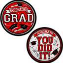 Gatherfun Graduation Party Supplies red Dinnerware Disposable Paper Plates for Congrats Grad Party Decorations, Serve 80