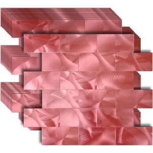 WEIMEISC 10 Sheets Peel and Stick Backsplash Tile for Kitchen, Self-Adhesive Mosaic Tile, Stick on Bathroom VanitiesFireplace Dcor, Laundry Table (Red)