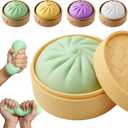 Dumpling Squishies, Giant Dumpling Mystery Box, Colorful Dumplings Stress Balls Fidget Sensory Toy, Stocking Stuffers with Food Steamer Stretchy Desk Toys