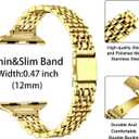 MioHHR Slim Metal Band Compatible with Apple Watch Band 42mm(Series 11 10) 41mm(Series 9 8 7) 40mm(Series 6 5 4 SE3/2/1) 38mm(Series 3 2 1),Stainless Steel iWatch Bands for Women,Gold