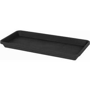 VUWEZ 2 Pack of Plastic Plant Tray Saucer Rectangular 24 inch, Plant Trays Saucers for Indoors Outdoor, Plant Water Drip Tray for Flower Pot Planter, Windowsill Plant Tray (8 X 24'', Black)