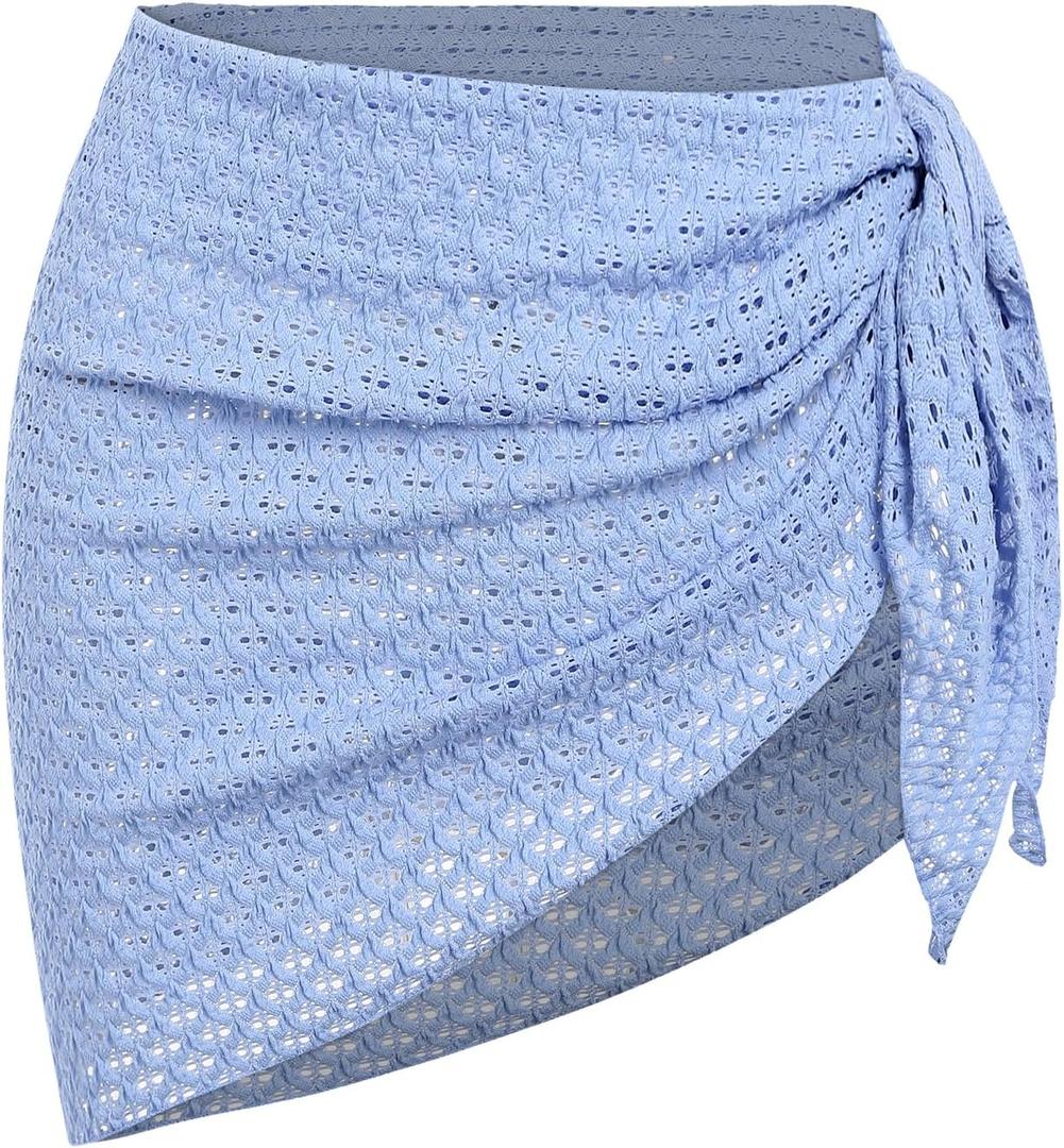 ZAFUL Women's Sarong Coverups Beach Wrap Sheer Bikini Wraps Chiffon Cover Ups for Swimwear (5-a-light Blue) One Size