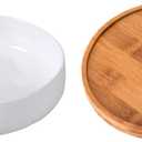 Sosoport Bamboo Tray for Ceramic Plant Pot Flower Pot Tray Heavy Duty Saucer Protects Tabletop for Garden Decor Home Office