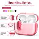 RFUNGUANGO AirPods Pro 2 Case for Women with Security Lock, Soft TPU with Cleaning Kit & Lanyard, Compatible with AirPods Pro 2nd/1st Generation Protective Case, Pink
