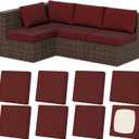 8Pcs Stretch Patio Cushion Covers, Outdoor Couch & Sofa Replacement Slipcovers for Patio Furniture Cushion Covers, Washable Reusable Furniture Protector (Square-large, Wine-red)