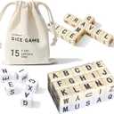 Full Alphabet Crossword Dice Game | Upgraded | 2 Sets of Word Dice - 30 Large Lettered Dice | Fun Family, Travel & On-the-Go Word Game (Yellow+white)