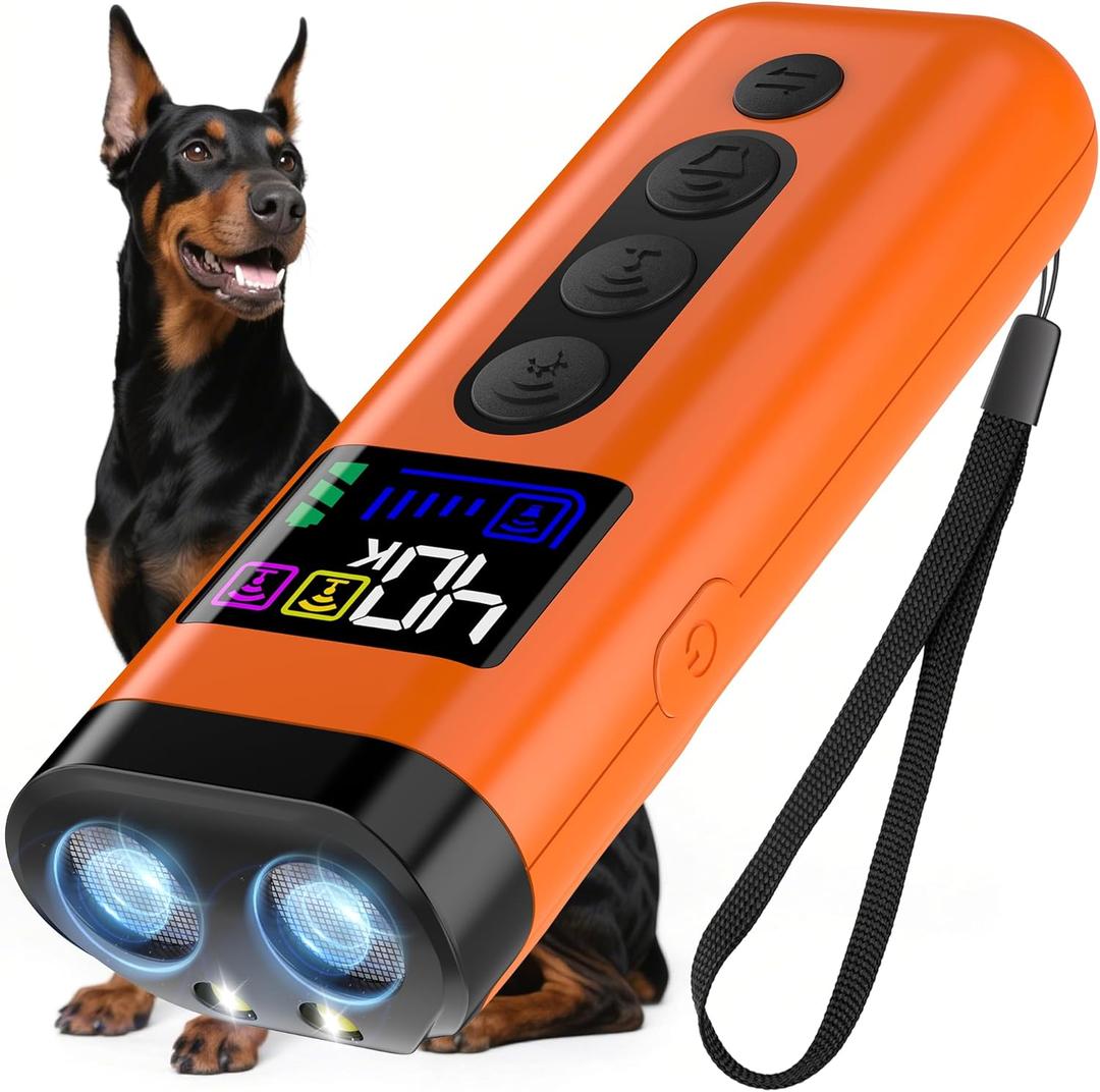 Dog Bark Deterrent Device 65FT Range Anti Barking Device for Dogs, Stops Neighbors Dog Barking with 3 Ultrasonic Frequencies (25/30/40kHz) & 5 Sound Modes, for Indoor & Outdoor Training