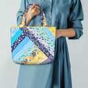 WEBEEDY DIY Bag Quilted Kit Stripes Tote Bag Quilted Starter Kit with Video Tutorial for Beginners Adults Handmade Bags Making with 21 Colors Square Fabrics Instructions and Complete Quilting Tools