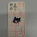 Cute Case for iPhone 16 Pro Max Case with Coloful and Black Cats Cat Pattern Design for Women Girls Boys, Aesthetic Kawaii Animal Soft Bumper Drop Protection Protective Phone Cover, White