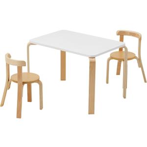 Swegrow Kids Table and 2 Chairs Set, Wooden Table and Chairs for Kids & ToddlerKid Wooden Furniture for Playroom/Home/Kindergarten (rectangle-3 Pack)
