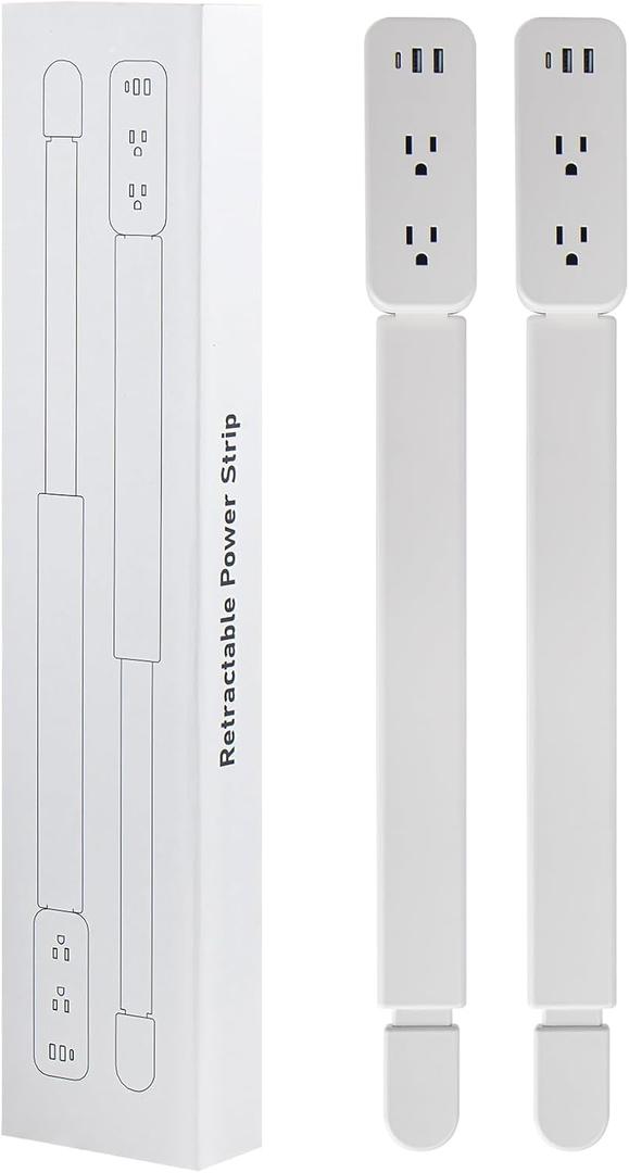 Outlet Extender Stick - Features USB-A, USB-C and 2 AC Outlets, Extends 22"-34", Rotates 180 Access Hard-to-Reach Outlets, Wall Plug Power Socket Expander Nightstands, Sofa, Desks and More