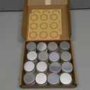 0.5 oz Screw Top Aluminum Tin Jar with Screw Lid and Blank Labels (Silver - Pack of 32)