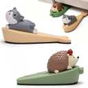 Cute Door Stoppers 2 Pack, Cat & Hedgehog Door Stops for Bottom of Door, Resin Decorative Door Stopper for Home Office Bedroom, Non-Slip Heavy Duty Door Stop